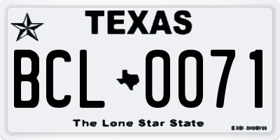 TX license plate BCL0071