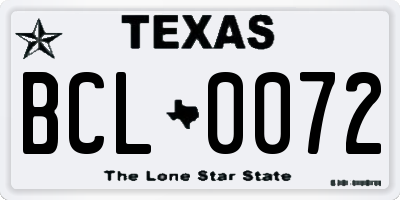 TX license plate BCL0072