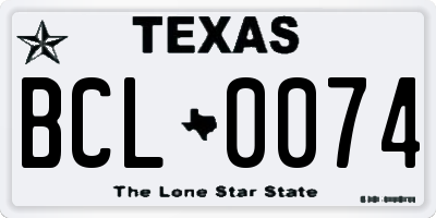 TX license plate BCL0074