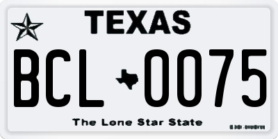 TX license plate BCL0075