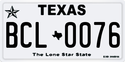 TX license plate BCL0076