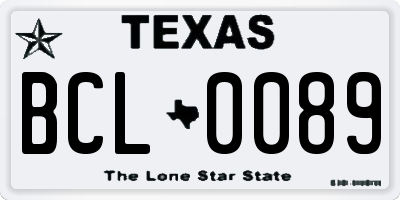 TX license plate BCL0089