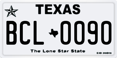TX license plate BCL0090