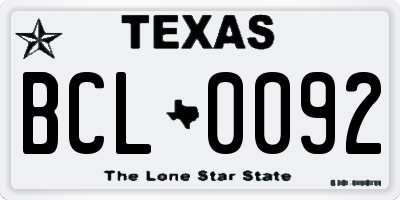TX license plate BCL0092