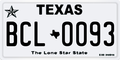 TX license plate BCL0093