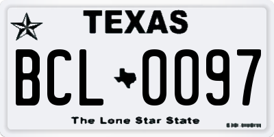TX license plate BCL0097