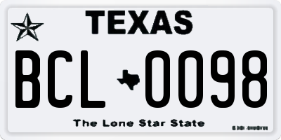 TX license plate BCL0098