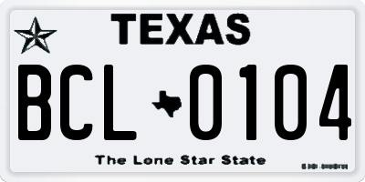 TX license plate BCL0104