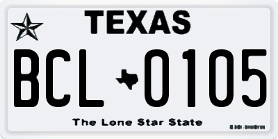 TX license plate BCL0105