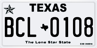 TX license plate BCL0108