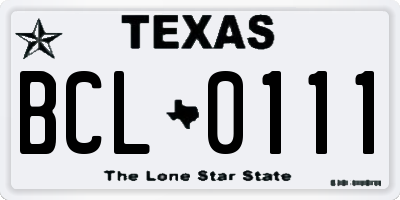 TX license plate BCL0111