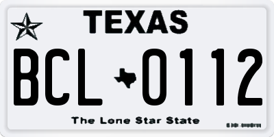 TX license plate BCL0112