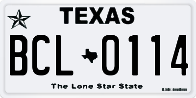 TX license plate BCL0114