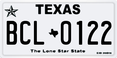 TX license plate BCL0122