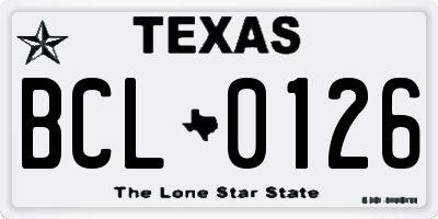 TX license plate BCL0126