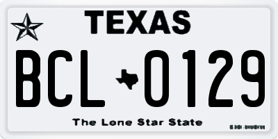 TX license plate BCL0129
