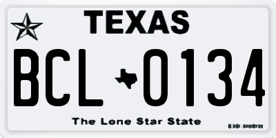 TX license plate BCL0134