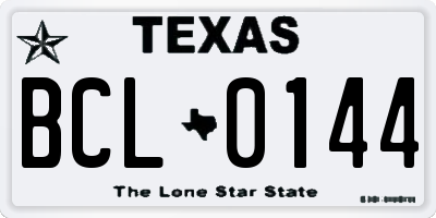 TX license plate BCL0144