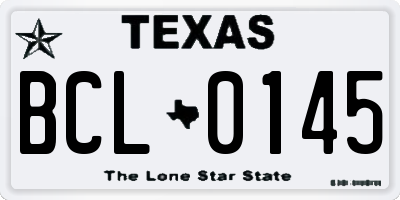 TX license plate BCL0145