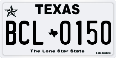 TX license plate BCL0150