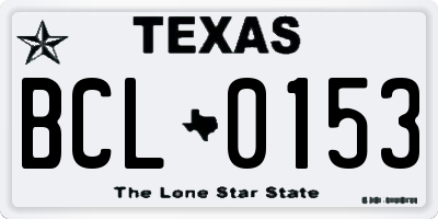 TX license plate BCL0153