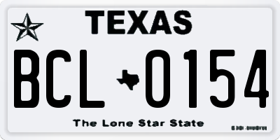 TX license plate BCL0154