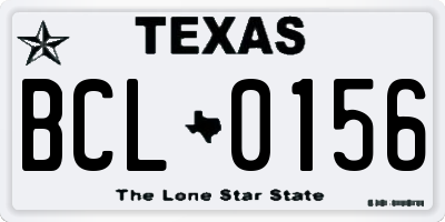 TX license plate BCL0156