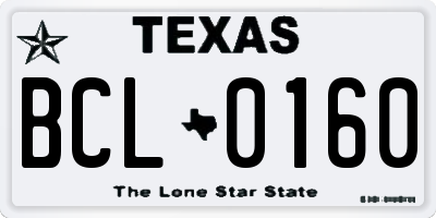 TX license plate BCL0160