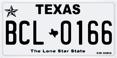 TX license plate BCL0166