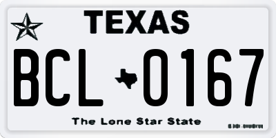 TX license plate BCL0167