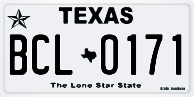TX license plate BCL0171