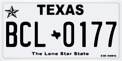 TX license plate BCL0177