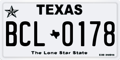 TX license plate BCL0178