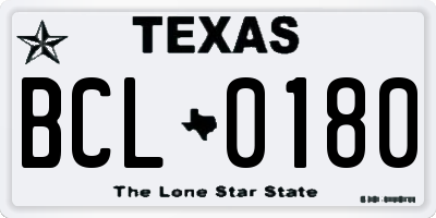 TX license plate BCL0180