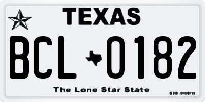 TX license plate BCL0182