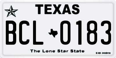 TX license plate BCL0183