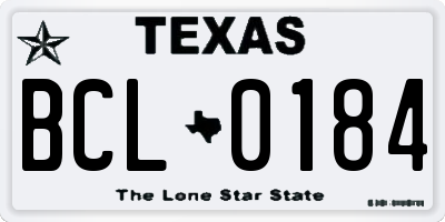 TX license plate BCL0184