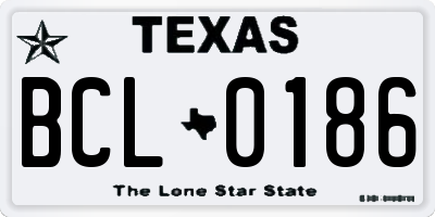 TX license plate BCL0186