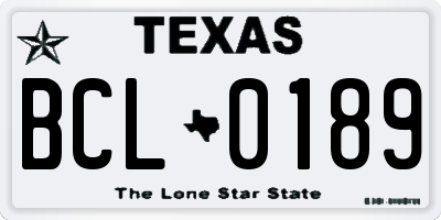 TX license plate BCL0189