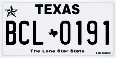 TX license plate BCL0191