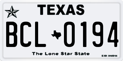 TX license plate BCL0194