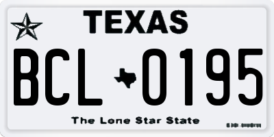 TX license plate BCL0195
