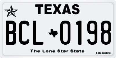 TX license plate BCL0198