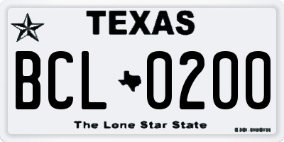 TX license plate BCL0200