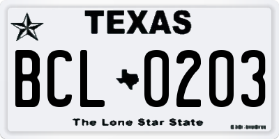 TX license plate BCL0203