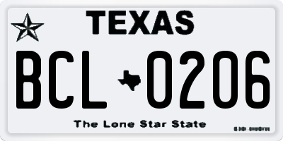 TX license plate BCL0206