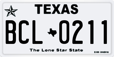 TX license plate BCL0211