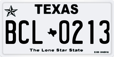 TX license plate BCL0213