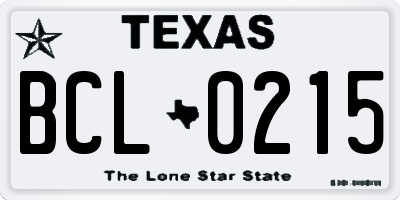 TX license plate BCL0215