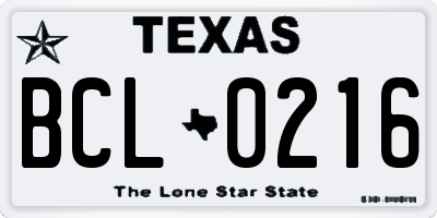 TX license plate BCL0216